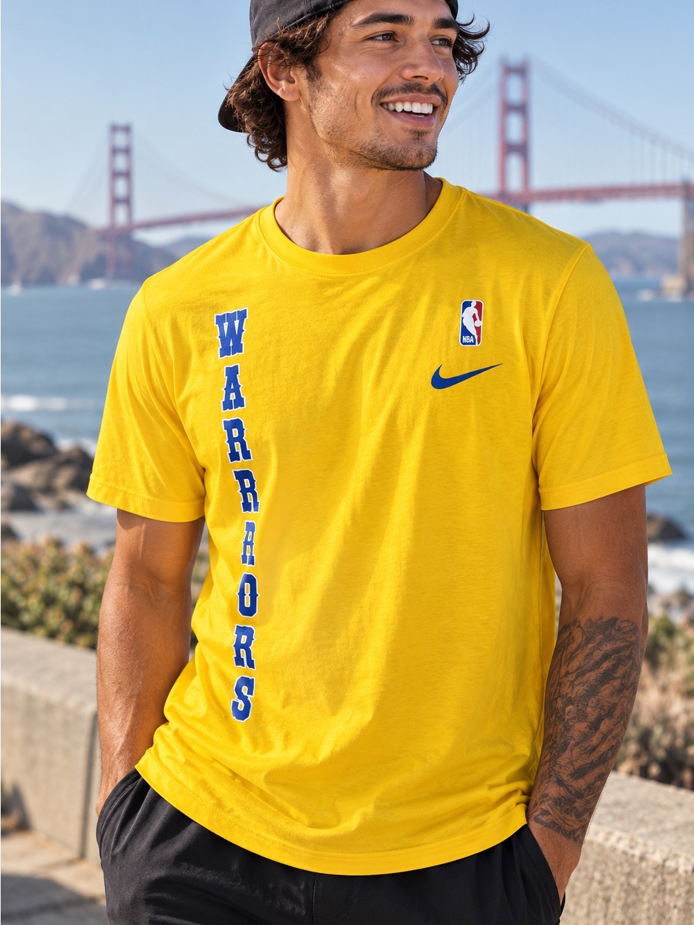 Nike NBA Golden State Warriors Dri-FIT Cotton Tee Yellow Men’s Large NWT